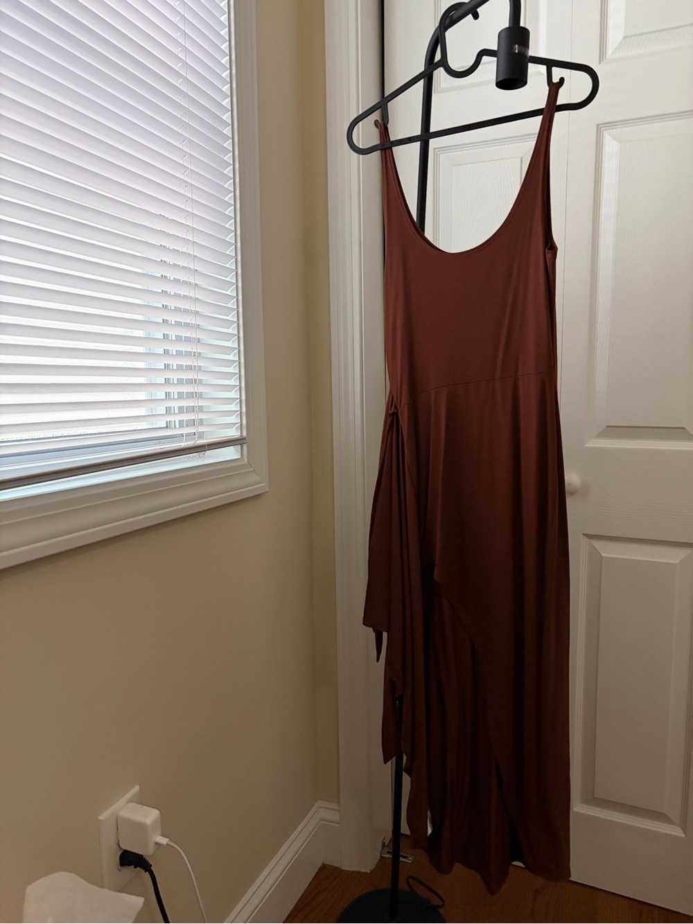 Reformation Chocolate Brown Asymmetrical Midi Dress